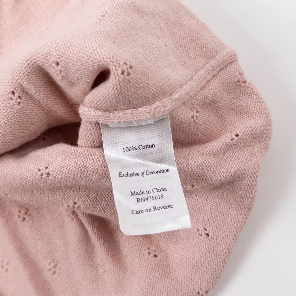 Miniclasix Knit Dress‎ Set Kids 3M Pink Pointelle Ruffle Bows